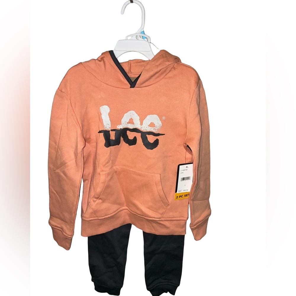 Lee Youth Peach Hoodie and Black Joggers Set Toddler Boy’s New w Tags